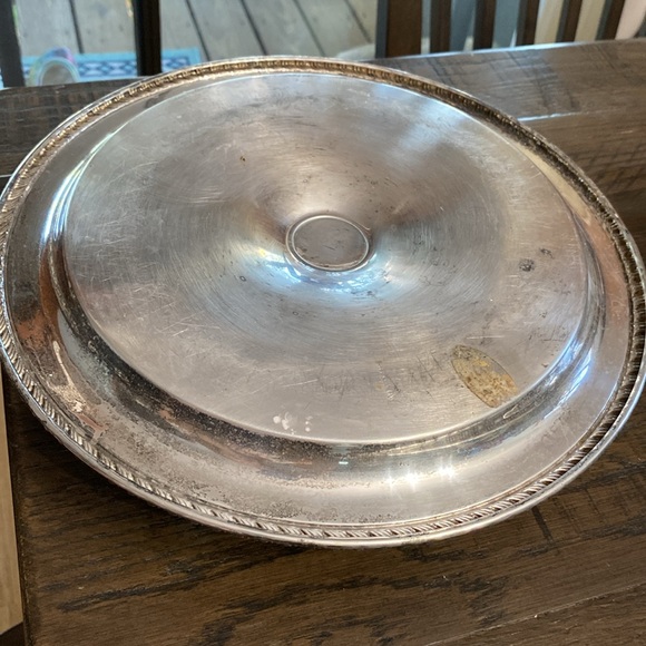 Oneida Silverplate Chip Dip Set Vintage 1-Piece 12" Dia. Etched Design Rope Edge - Picture 7 of 7